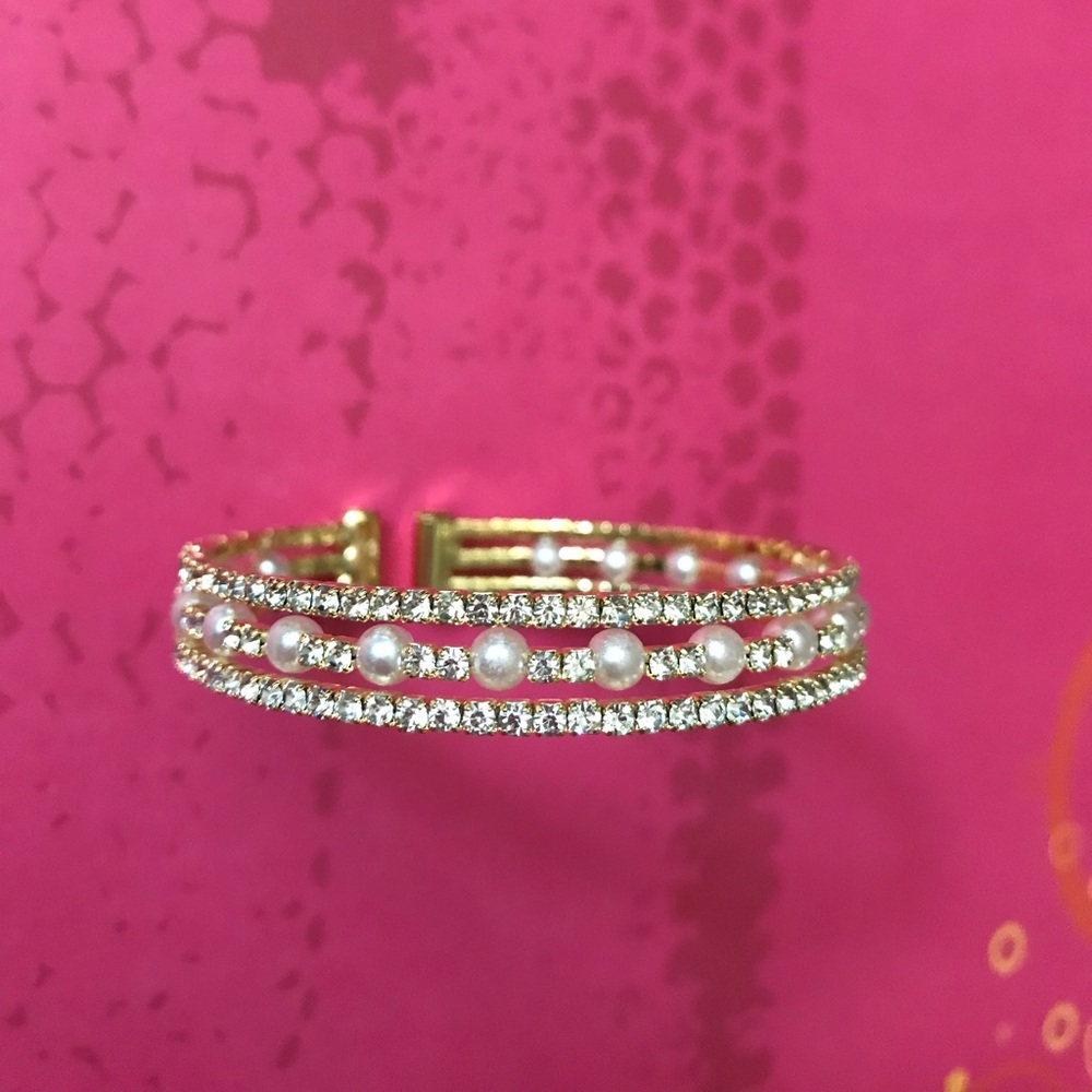 Three layers Gold tone shiny bangle